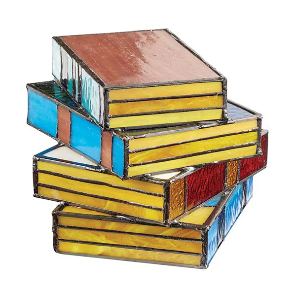 LiteraryGlow: Stacked Books Lamp - Resin Handicraft Reading Light