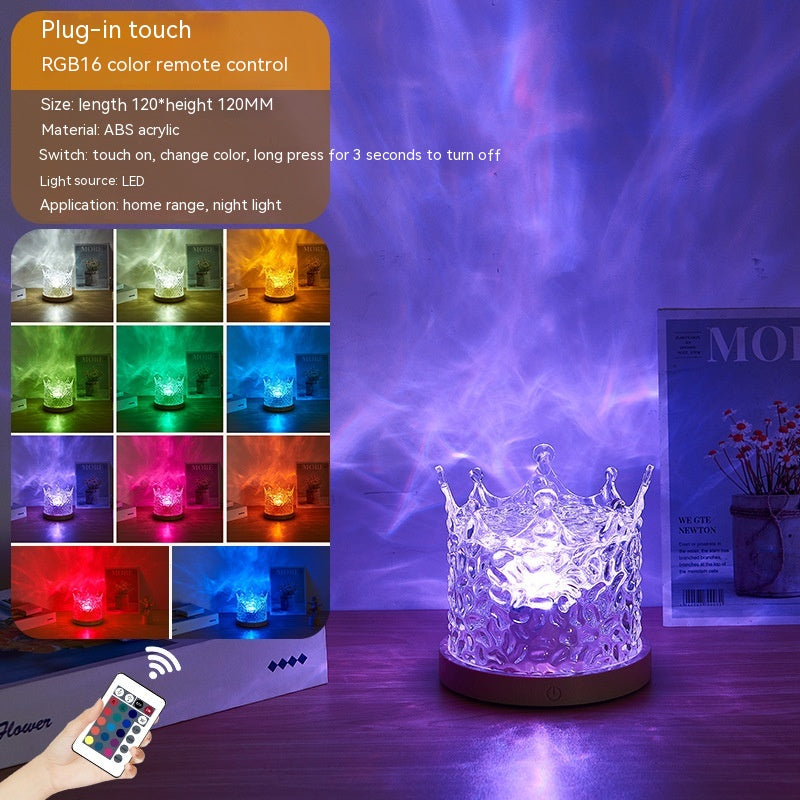 AquaAura: LED Water Ripple Projection Crystal Lamp