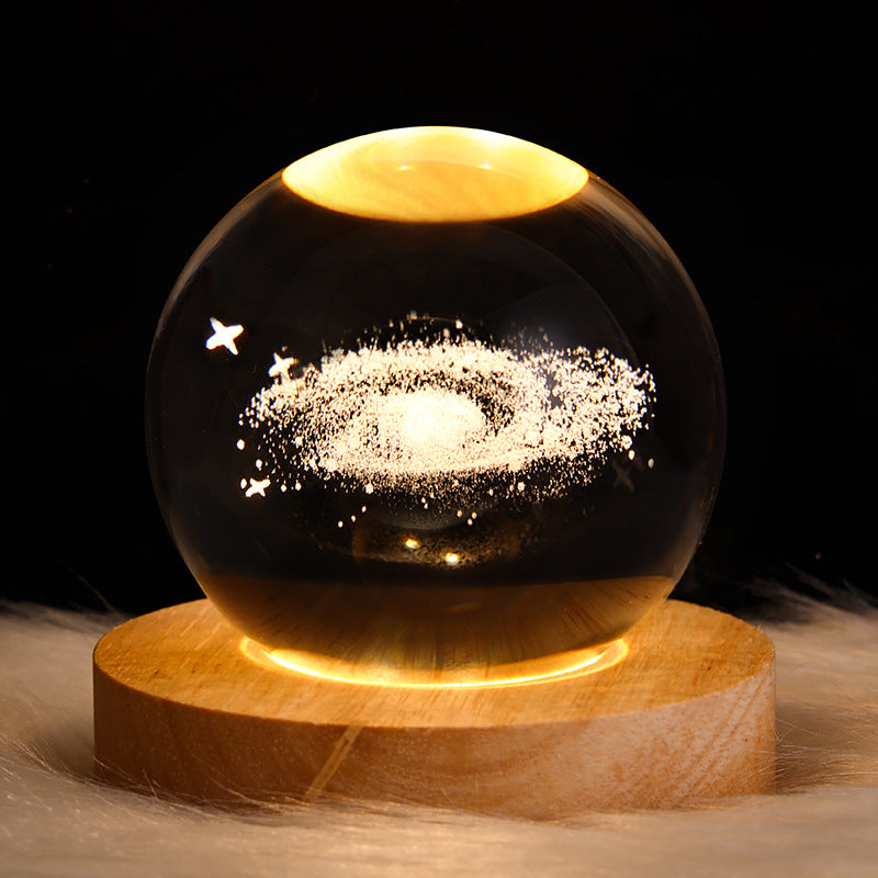 CosmoGlo: LED Galaxy Crystal Ball Table Lamp